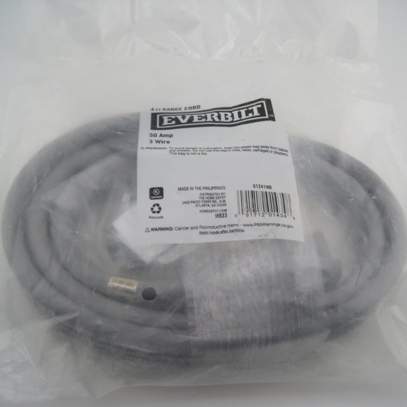 Everbilt Other - Everbilt 4 ft. 6/8 3-Wire Electric Range Plug, Gray 61241HD 50 Amp